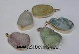 NGP1514 20*30mm - 25*35mm freeform plated druzy agate pendants