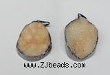 NGP1519 30*35mm - 30*40mm freeform plated druzy agate pendants