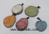 NGP1523 30*35mm - 30*40mm freeform plated druzy agate pendants