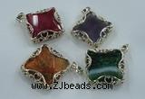 NGP1560 12*38*40mm diamond agate with brass setting pendants