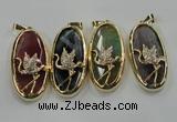 NGP1564 8*28*60mm oval agate with brass setting pendants