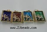 NGP1568 9*33*45mm rectangle agate with brass setting pendants