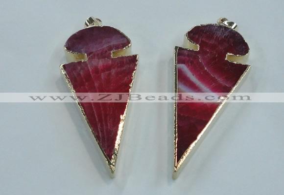 NGP1572 30*65mm arrowhead agate gemstone pendants