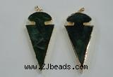 NGP1573 30*65mm arrowhead agate gemstone pendants