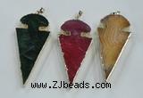 NGP1574 30*65mm arrowhead agate gemstone pendants