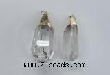 NGP1576 18*50mm - 22*60mm faceted nuggets white crystal pendants