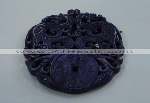 NGP1626 67*68mm Carved dyed natural hetian jade pendants wholesale