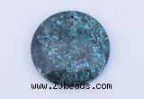 NGP163 2pcs 40mm flat round dyed chrysocolla gemstone pendants