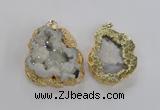 NGP1675 35*40mm - 45*50mm freeform plated druzy agate pendants