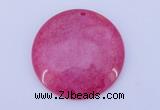 NGP170 2pcs 45mm flat round dyed white jade gemstone pendants