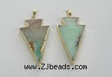 NGP1703 27*47mm arrowhead australia chrysoprase pendants