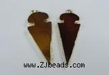 NGP1722 30*65mm arrowhead agate gemstone pendants wholesale