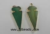 NGP1724 30*65mm arrowhead agate gemstone pendants wholesale