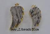 NGP1743 20*45mm - 25*55mm carved leaf druzy agate pendants