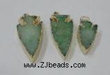 NGP1748 20*30mm - 25*50mm arrowhead druzy agate gemstone pendants