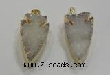 NGP1750 20*30mm - 25*50mm arrowhead druzy agate gemstone pendants