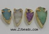 NGP1752 20*30mm - 25*50mm arrowhead druzy agate gemstone pendants