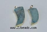 NGP1784 15*35mm - 20*45mm oxhorn druzy agate gemstone pendants