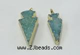 NGP1812 22*40mm - 28*48mm arrowhead druzy agate gemstone pendants