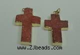 NGP1876 30*45mm - 32*50mm cross druzy agate gemstone pendants