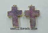 NGP1878 30*45mm - 32*50mm cross druzy agate gemstone pendants