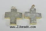 NGP1880 34*35mm - 35*36mm cross druzy agate gemstone pendants