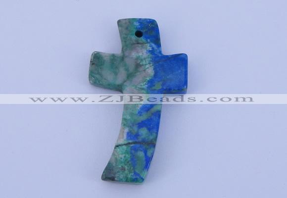 NGP192 31*52mm cross lapis & chrysocolla gemstone pendant jewelry