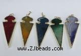 NGP1927 30*65mm arrowhead agate gemstone pendants wholesale