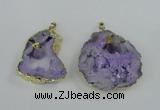 NGP1951 30*40mm - 45*55mm freeform druzy agate & amethyst pendants