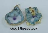 NGP1954 30*40mm - 45*55mm freeform druzy agate & amethyst pendants