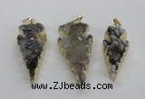 NGP1987 15*40mm - 20*50mm arrowhead druzy agate pendants