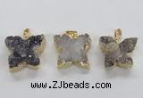 NGP1990 22*25mm - 25*30mm butterfly druzy agate pendants