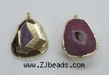 NGP1996 35*45mm - 40*50mm freeform plated druzy agate pendants