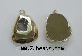 NGP1997 35*45mm - 40*50mm freeform plated druzy agate pendants