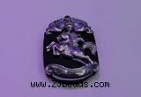 NGP2006 30*40mm carved silver plated matte black obsidian pendants