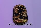 NGP2013 38*55mm carved gold plated matte black obsidian pendants