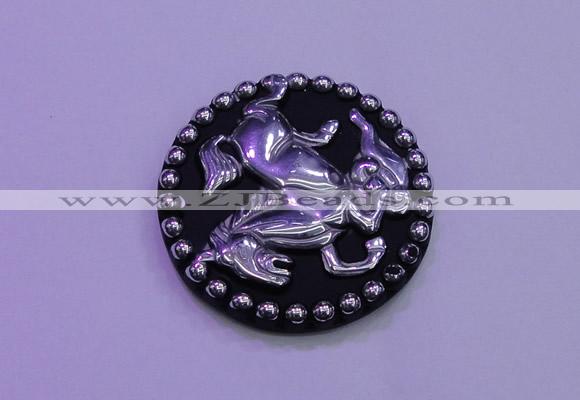 NGP2021 50mm carved silver plated matte black obsidian pendants