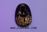 NGP2028 35*55mm carved gold plated matte black obsidian pendants
