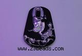 NGP2030 40*60mm carved silver plated matte black obsidian pendants