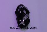 NGP2046 15*20*40mm carved silver plated matte black obsidian pendants