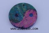 NGP205 6*40mm coin dyed imperial jasper & chrysocolla gemstone pendant