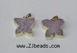 NGP2111 15*20mm - 18*25mm butterfly druzy agate gemstone pendants