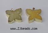 NGP2116 22*30mm - 25*30mm butterfly druzy agate gemstone pendants