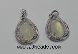 NGP2126 22*30mm agate gemstone pendants with crystal pave alloy settings