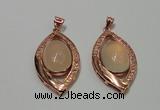 NGP2131 22*40mm agate gemstone pendants with crystal pave alloy settings