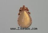 NGP2137 22*40mm agate gemstone pendants with crystal pave alloy settings