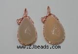 NGP2140 25*50mm agate gemstone pendants with crystal pave alloy settings