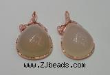 NGP2146 28*50mm agate gemstone pendants with crystal pave alloy settings