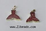 NGP2228 20*25mm - 22*30mm fishtail druzy agate gemstone pendants