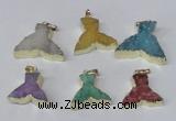 NGP2231 20*25mm - 22*30mm fishtail druzy agate gemstone pendants